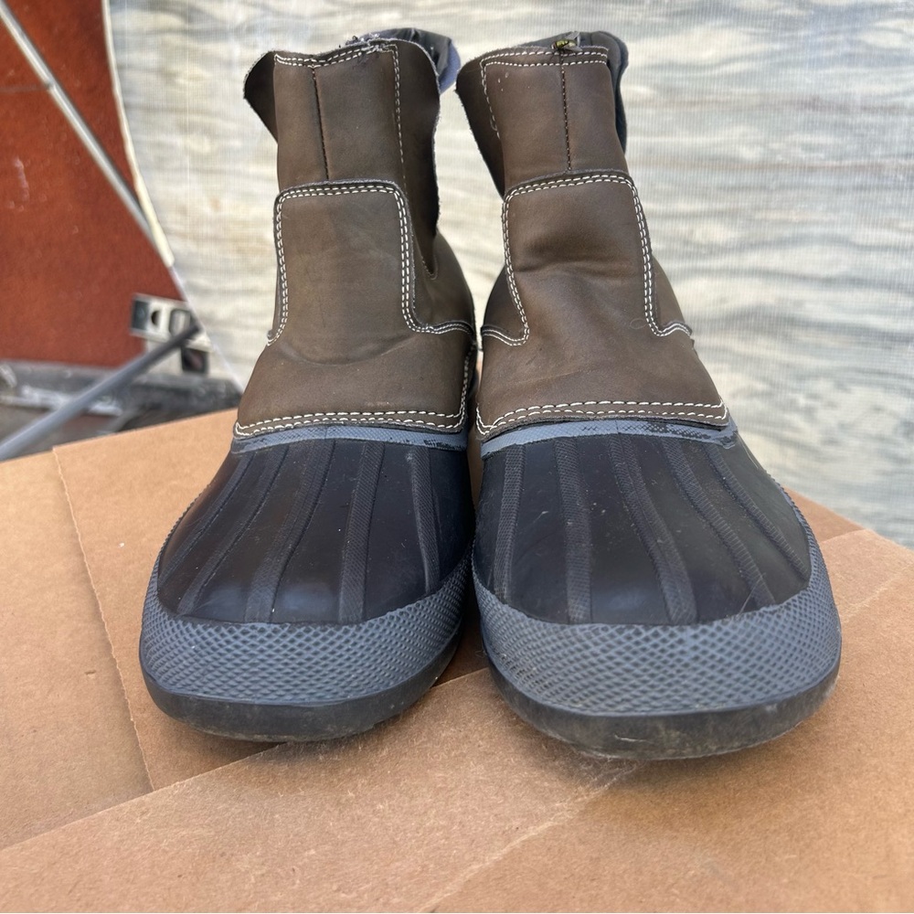 Khombu Elastic Men's Brown Warm Lining Winter Pull On Duck Boot
